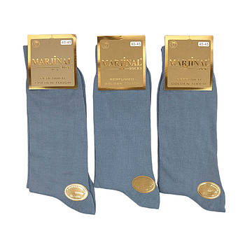 Чоловічі високі світло-сірі безшовні шкарпетки бавовна Marjinal (тонкі)