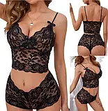 Комплект нижньої білизни чорного кольору топ без кісточок та трусики, фото 2