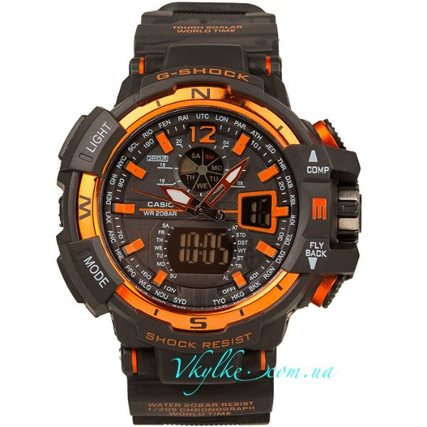Спортивні годинник Casio G-Shock GW-A1100 чорні з помаранчевим