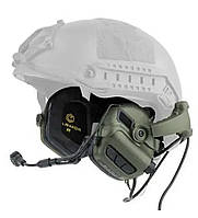 Навушники тактичні активні з мікрофоном Earmor M32 Puls і кріпленням для шолома жабки
