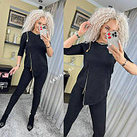 Жіночий стильний костюм/комплект — кофта та лосини (Розміри 42,44), Чорний