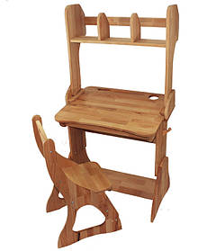 Комплект Парта, стілець і надбудова Ростишка каркас дерево бук, ширина 60 см (Mobler TM)