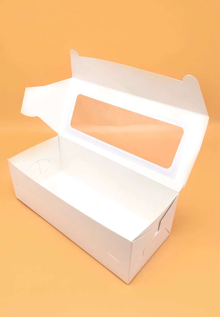 Упаковка для рулета печенья 330х140х110 , коробка белая с окном - фото 2 - id-p1921203190