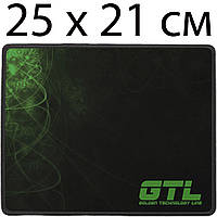 Килимок для миші ігровий GTL Gaming 250x210х2 мм, чорно-зелений, маленький розмір S, геймерський для мишки