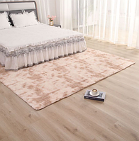 Прикроватный коврик с длинным ворсом в спальню, размер 145см*195 см бежевого цвета