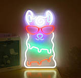 Настінний неоновий світильник нічник Альпака 41*22 см, фото 3