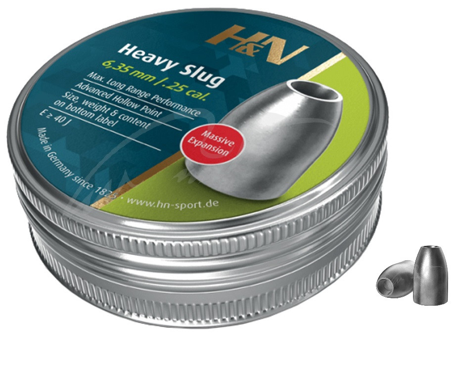 Кулі пневматичні H&N Slug HP Heavy 6.35 мм. Вага — 2,59 г. 100 шт./пач.