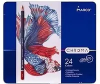 Цветные карандаши MARCO Chroma 8010-24TN в металлическом пенале 24 цвета