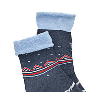 Жіночі махрові шкарпетки без резинки з візерунком (орнамент ведмідь), фото 2