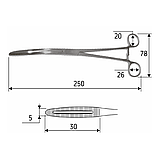 Затискач Gross-Maier вигнутий 25 cм (корнцанг), J-18-048, фото 2