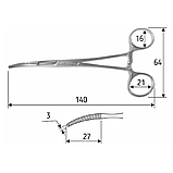 Затискач черевний Mikulicz, 14 cм, дитячий, загнутий, 1:2 зубий, J-17-283, фото 2