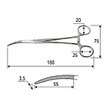 Затискач судинний вигнутий, Rochester Pean, 18 см, J-17-111, фото 2