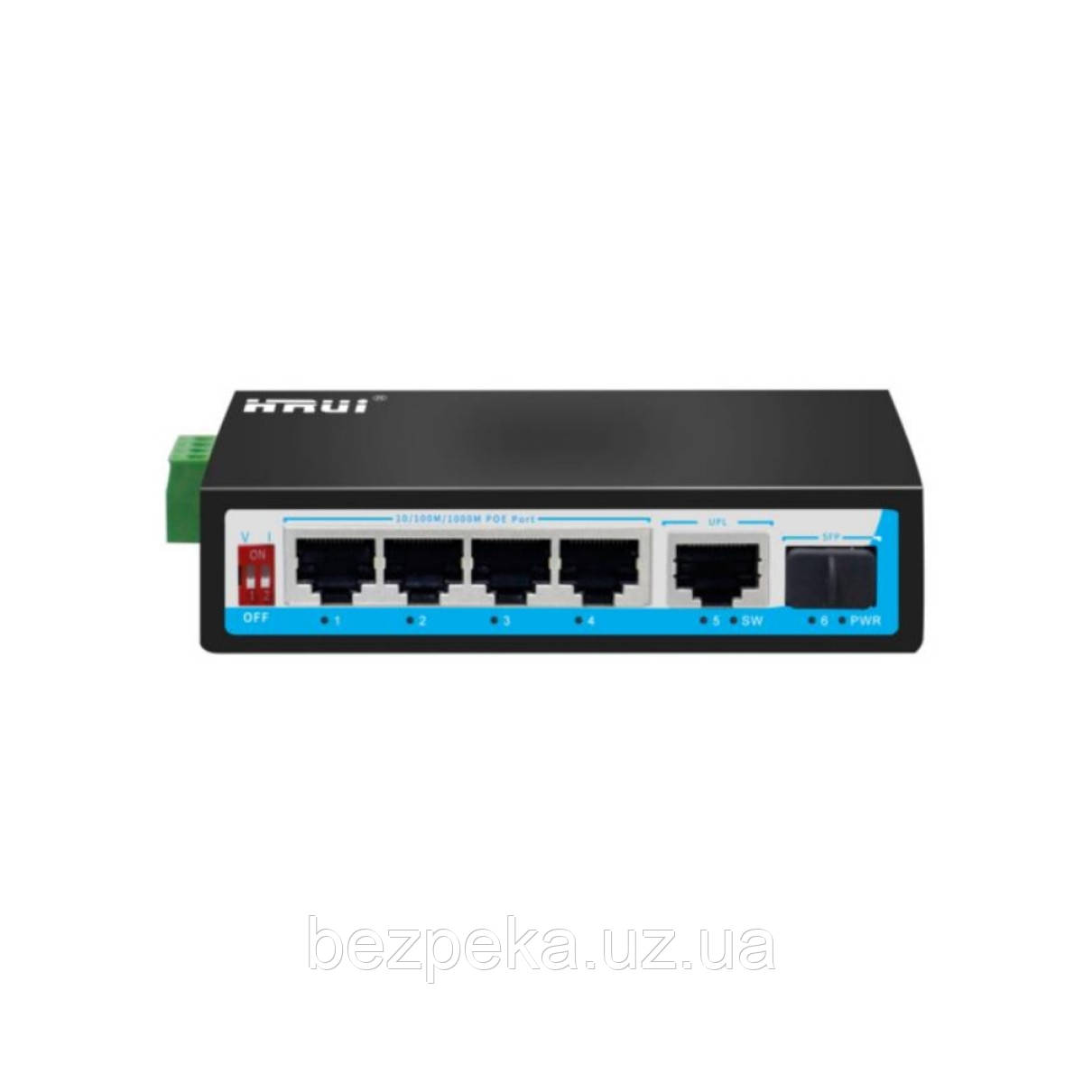 POE комутатор 6-портовий індустр. HongRui HR500-AFG-411S