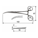 Затискач судинний Dandy, зігнутий (горизонтально), 14,0 см, J-17-055, фото 2