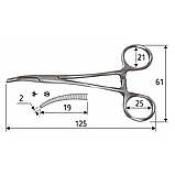 Затискач судинний Halsted- Mosquito зубчастий, 12,5 см, загнутий, J-17-024, фото 2