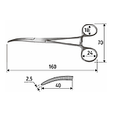 Затискач судинний Rochester-Pean, 16 cм, загнутий, J-17-110, фото 2