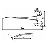 Затискач судинний Rochester-Pean, 20 cм, загнутий, J-17-112, фото 2