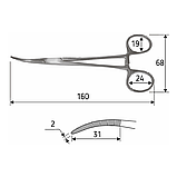 Затискач судинний Келлі-Ранкіна, 16 см, загнутий, J-17-046, фото 2