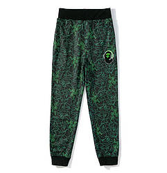 Чорно-зелені штани Bape x Razer брюки чоловічі жіночі