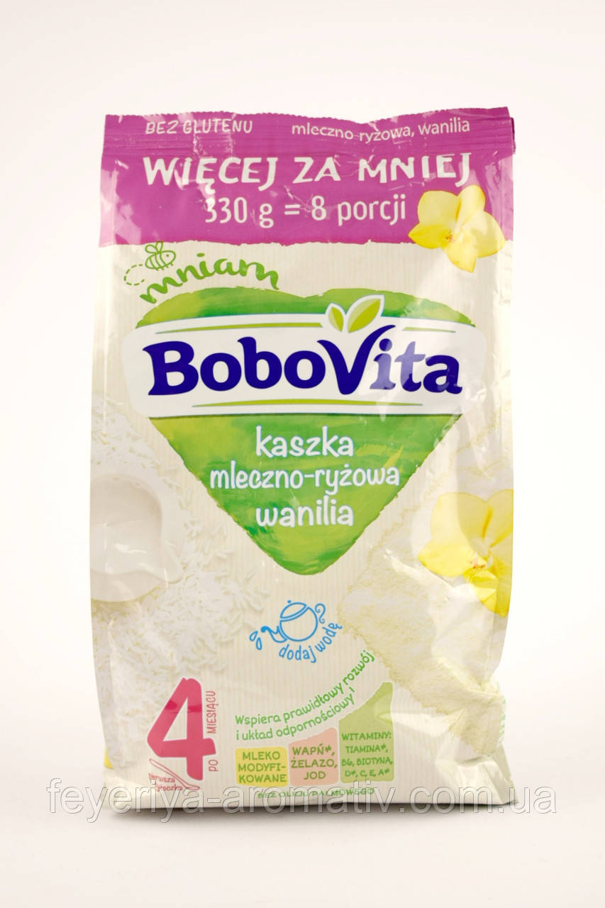 Дитяча молочно-рисова каша зі смаком ванілі Bobovita 330g (Польща)