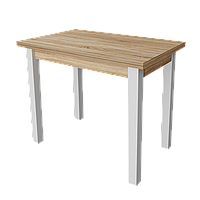 Раскладной обеденный стол на белых деревянных ножках ЮК ф-ка Неман 88-116 см дуб сонома