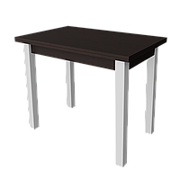 Раскладной обеденный стол на белых деревянных ножках ЮК ф-ка Неман 88-116 см Венге