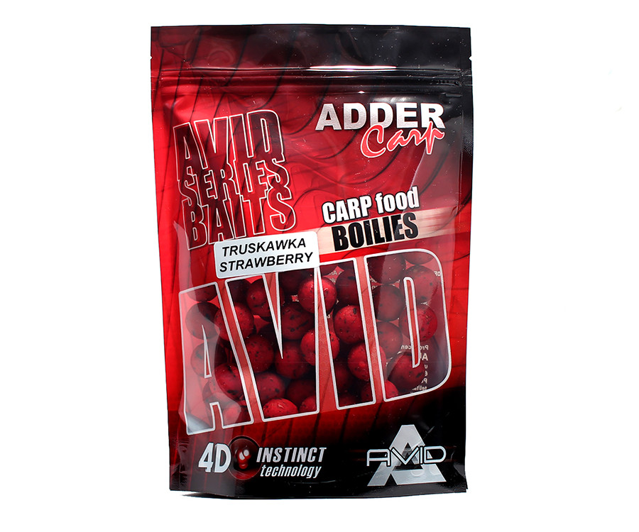 Бойли Adder Carp Boilies Avid 16 мм 200 гр Strawberry / Полуниця