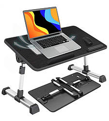 Столик для ноутбука трансформер з вентилятором переносний Підставка для ноута та планшета складна