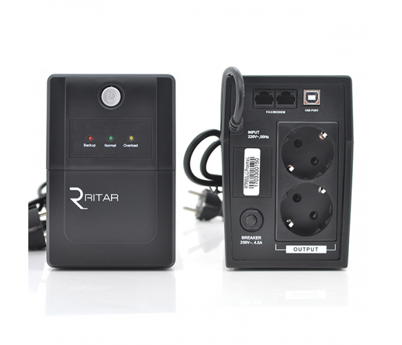 ИБП Ritar  RTP850L-U (510W) Proxima-L, LED, AVR, 2st, USB, 2xSCHUKO socket, 1x12V9Ah, plastik Case ( 340 x 140