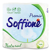 Туалетная бумага Soffione Natural 3 слоя 4 рулона Белая