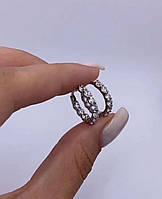 Серебряные серьги конго (кольца) с камнями