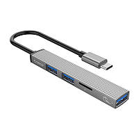 USB-хаб ORICO USB-A - USB3.0, 2xUSB2.0, TF (AH-A12F-GY-BP)
