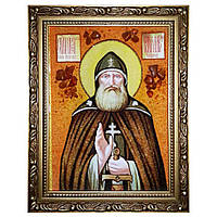 Ікона "Святий преподобний Ілля Муромець" бурштинова 15х20