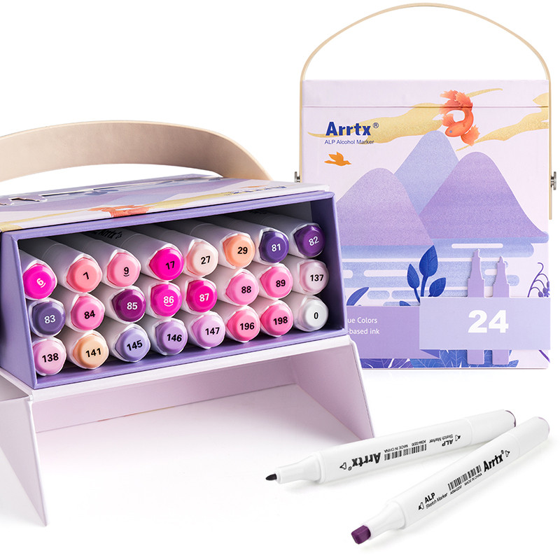 Спиртові маркери Arrtx Alp ASM-02PL 24 кольори, фіолетові відтінки