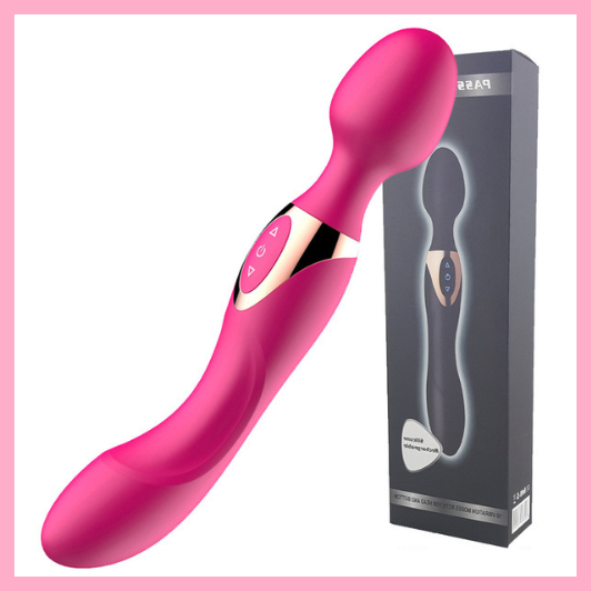 Вагінально кліторальний вібростимулятор масажер, двобічний вібратор мікрофон від USB, інтимні іграшки, фото 1