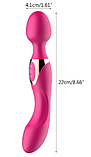 Вагінально кліторальний вібростимулятор масажер, двобічний вібратор мікрофон від USB, інтимні іграшки, фото 9
