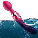Вагінально кліторальний вібростимулятор масажер, двобічний вібратор мікрофон від USB, інтимні іграшки, фото 10