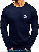 Мужской свитшот Adidas (Адидас) темно синий (маленькая эмблема) толстовка лонгслив (чоловічий світшот) M, 48