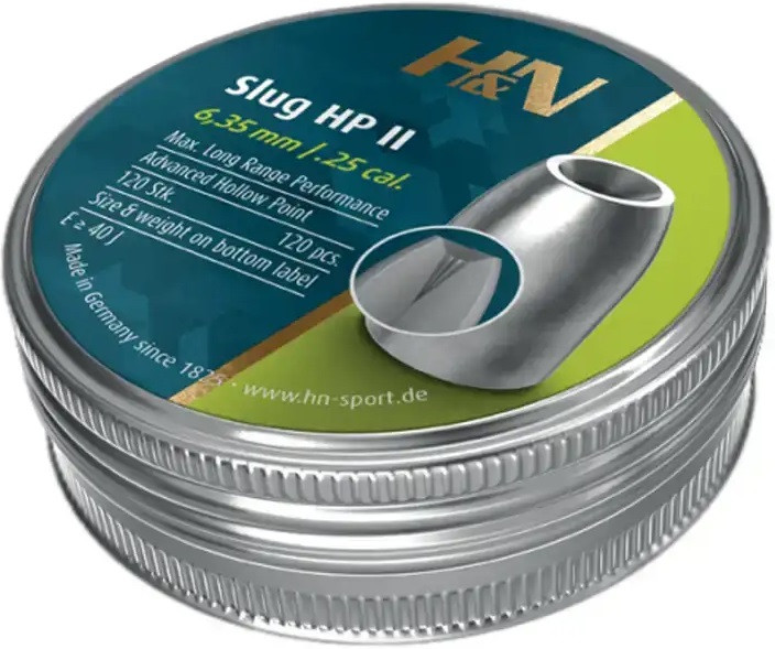 Кулі пневматичні H&N Slug HP Heavy кал. 6,35 мм. Вага - 2,07 г. 120 шт/уп