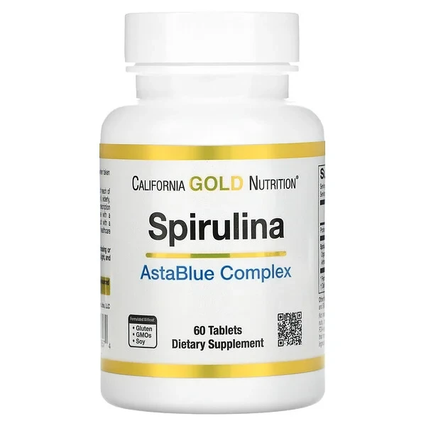 California Gold Nutrition, комплекс AstaBlue зі спіруліною, 60 таблеток
