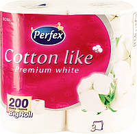 Туалетная бумага Perfex Cotton Like Premium White 3 слоя 4 рулона