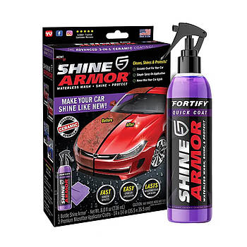 Поліроль для кузова авто Shine Armor, 236 мл / Засіб від подряпин з серветкою для автомобіля