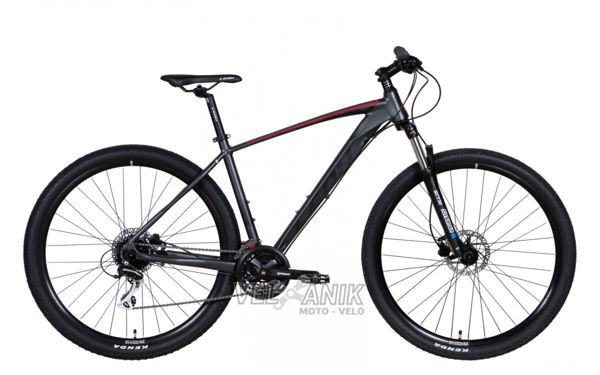 Велосипед 29" LEON TN-80 AM Hydraulic lock out HDD (рама 17,5") графітовий з чорним і червоним мат