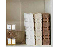 Набор полотенец для рук и лица Gursan 3шт Cotton Stripe Mikro Delux 50х90см, 2836_stripe_brown