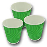 Одноразовий гофрований паперовий зелений стакан об'єм 110 мл Маестро 20шт/уп., фото 2