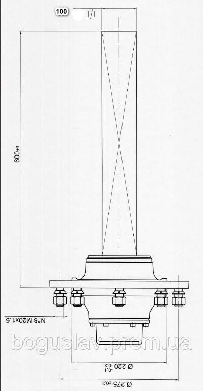 Ступиця в зборі з напіввіссю 100/100, фото 1