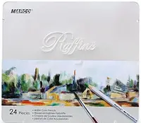 Акварельные карандаши MARCO Raffine 7120-24TN с кисточкой в металлическом пенале 24 цвета