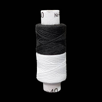 Нитки для шиття 100% поліестер, номер 40/2, довжина 200 ярдів, чорна/біла