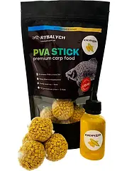 PVA Stick Rybalych Солодка кукурудза 300 гр 4 мм + Ліквід 50мл (ПВА стик)