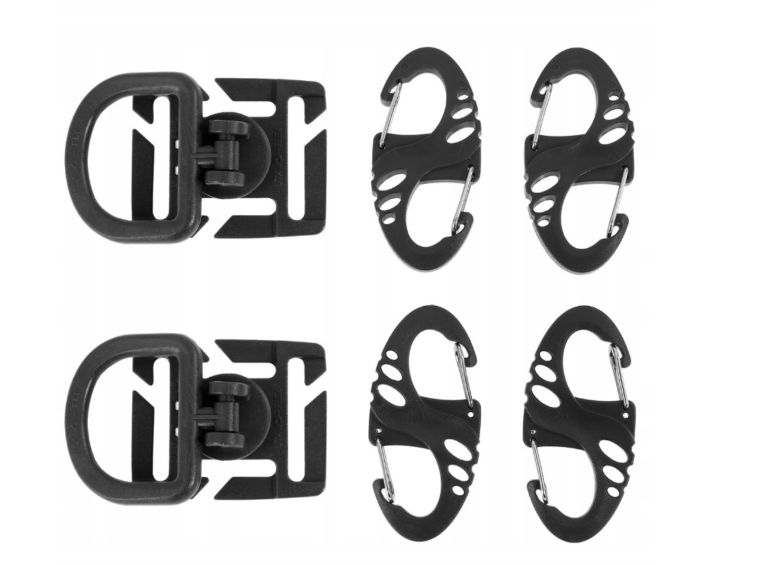 Набір карабінів і обертових кілець Mil-Tec DURAFLEX MOLLE D-RING S-HOOK Black 13457602, фото 1
